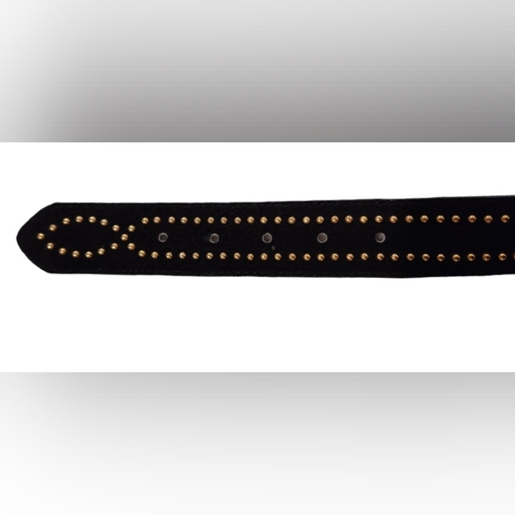 Black Suede Belt with Gold Studs - Picture 4 of 6